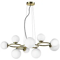 Люстра подвесная Globo 815091 Lightstar белая на 9 ламп, основание латунь в стиле арт-деко шар Люстра подвесная Globo 815091 Lightstar белая на 9 ламп, основание латунь в стиле арт-деко шар